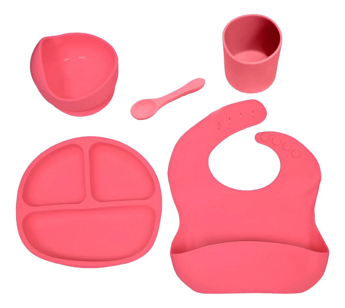 Vajilla Para Bebe En Silicona 5 En 1 Plato Vaso Babero Taza