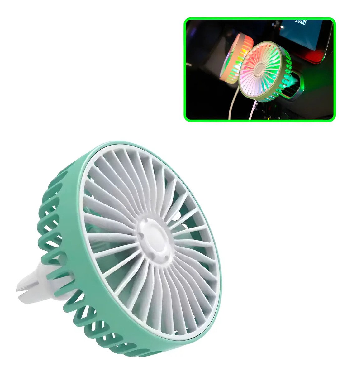 Ventilador Para Carro Potente Con Luz Rgb Espacio Aromas Usb