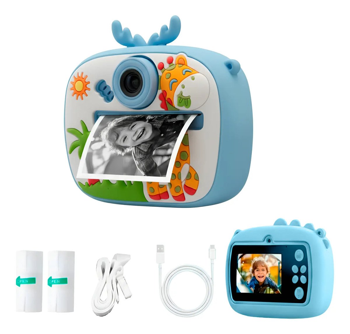 Cámara Digital Infantil Niños Doble Lente 4 Juegos Y Cordón