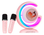 Mini Parlante Con Karaoke Bluetooth Y Luz Rgb + 2 Micrófonos