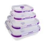 Lonchera Portacomida Plegable Cuadrada 4 Piezas De Silicona (1)