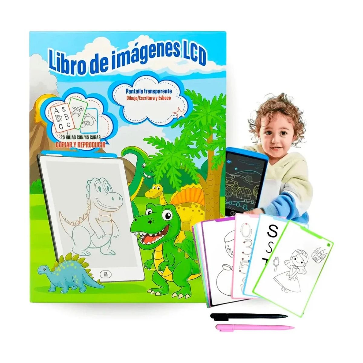 Tablero Pizarra Mágica Lcd De Dibujo Con Tarjetas Educativas