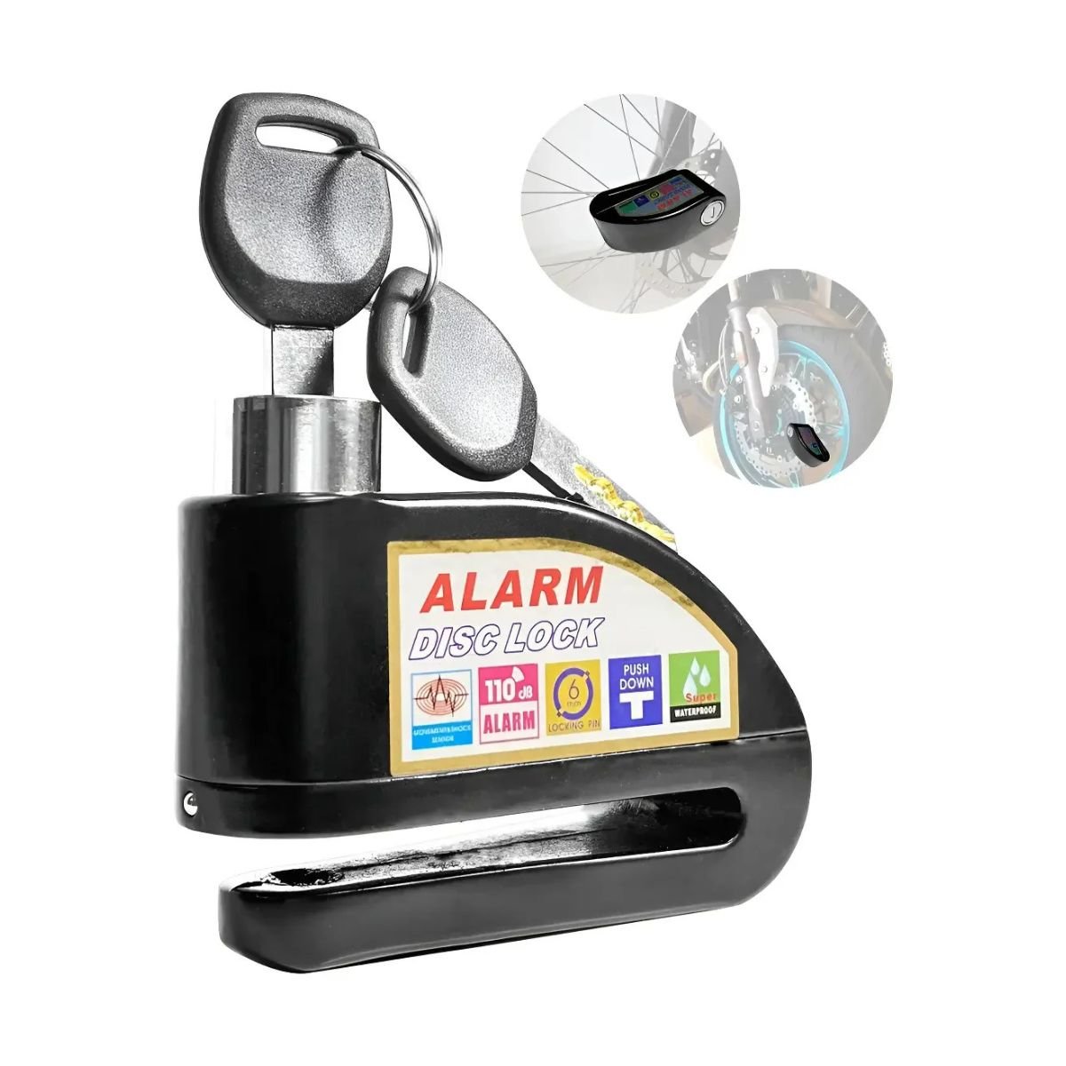 Candado Freno De Disco Con Alarma Para Moto O Bicicleta Inox
