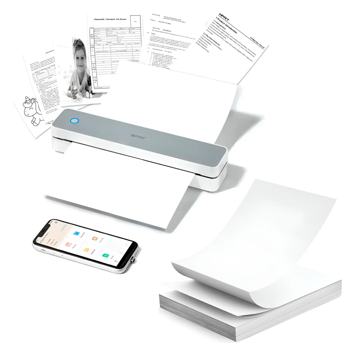 Impresora Térmica + 200 Hojas Papel Térmico Tamaño Carta A4