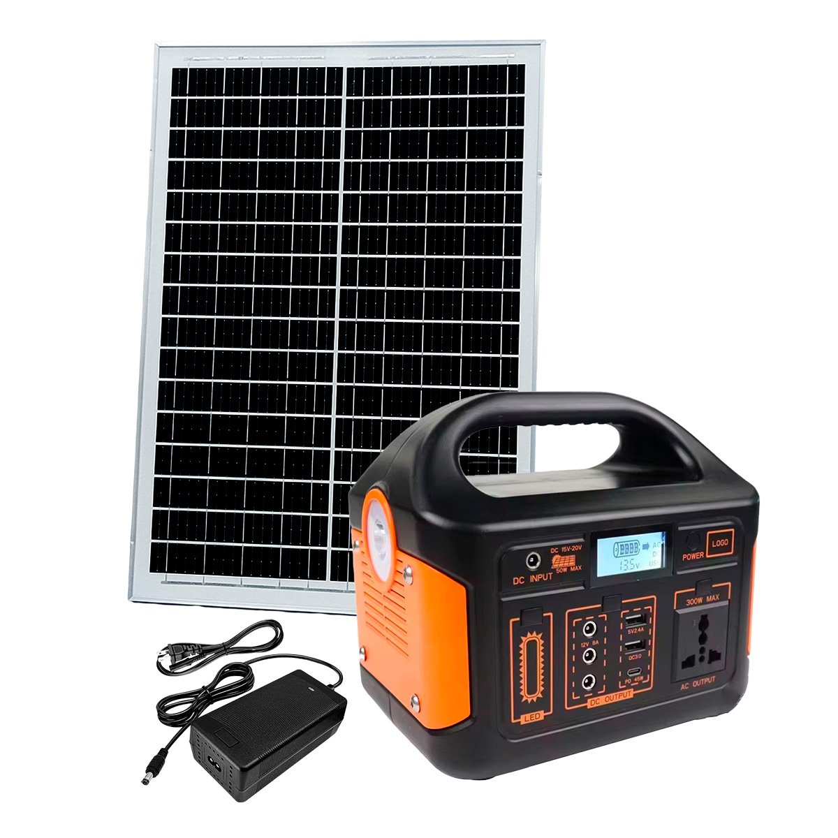 Central Estación De Carga Solar Portátil 300w + Panel De 50w