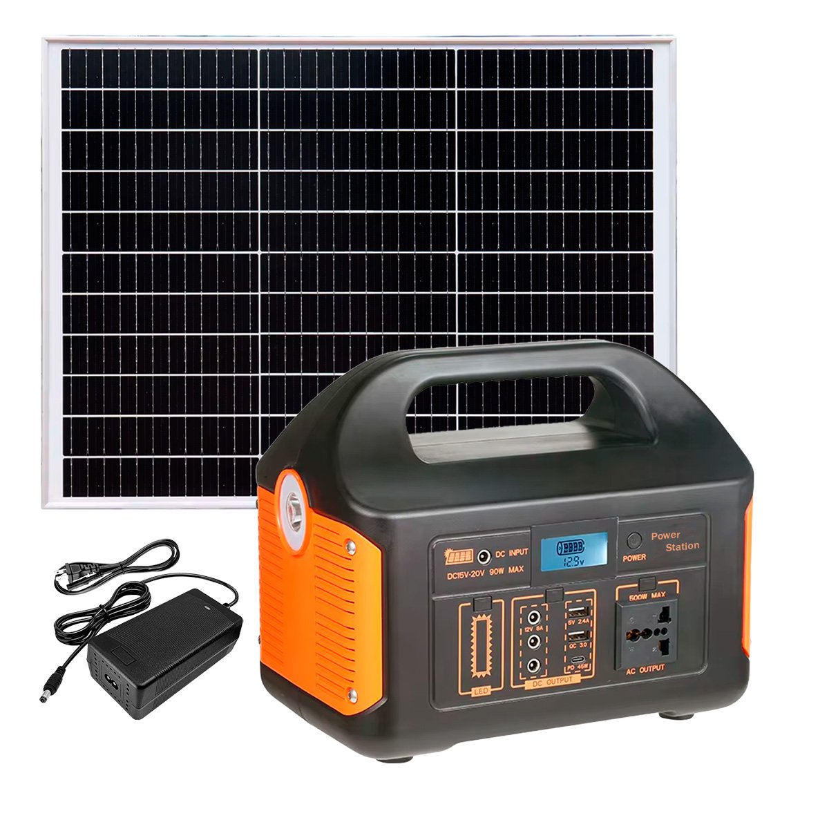 Central Estación Energía Portátil De 500w + Panel Solar 80w