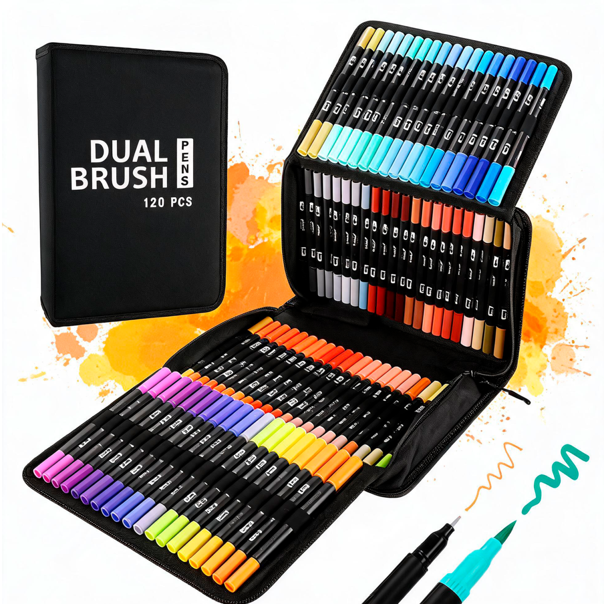 Kit Set De 120 Marcadores Plumones Rotulador Con Doble Punta