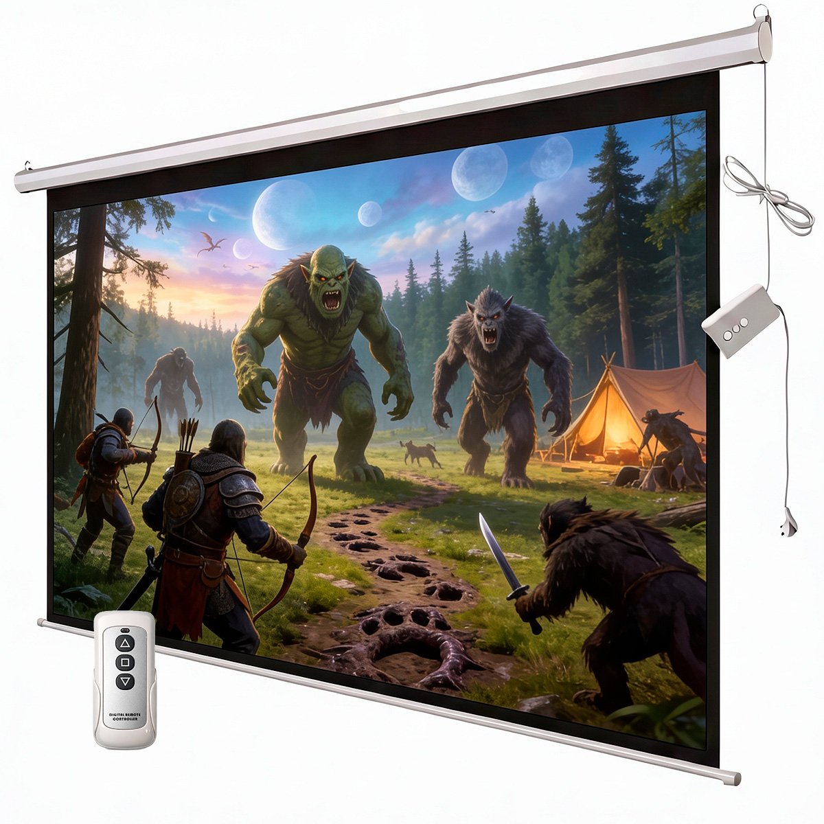Telón Retráctil Eléctrico 84 Pulgadas Pantalla De Proyector