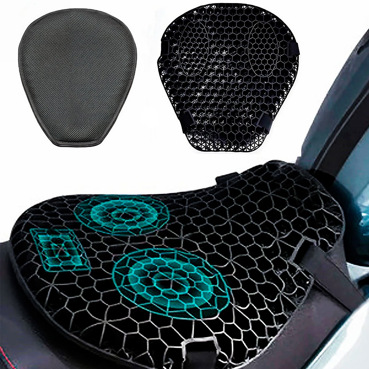 Cojín Silicona En Gel Universal Para Moto Impermeable + funda