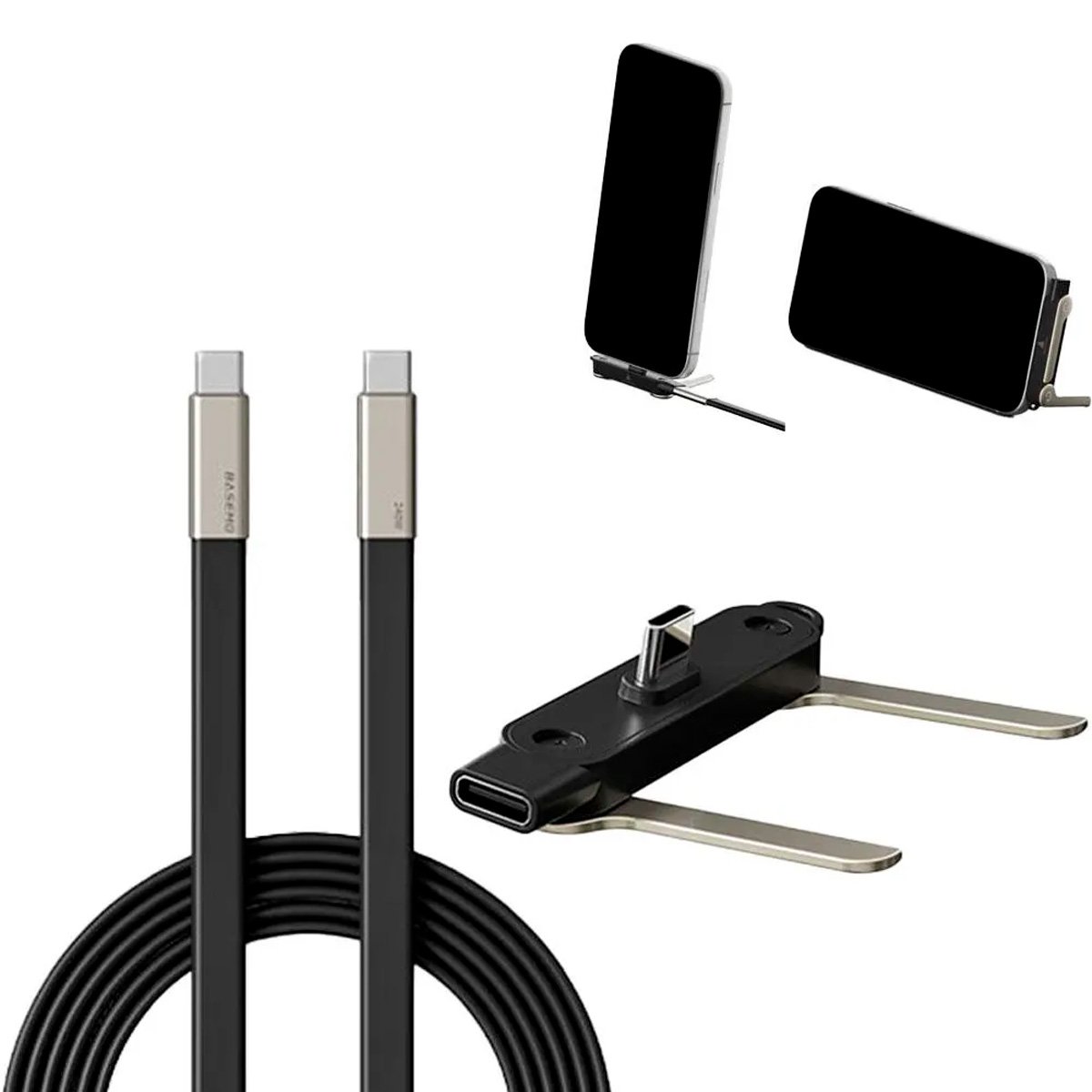 Cable Usb Tipo C A C En Silicona Con Soporte Celular