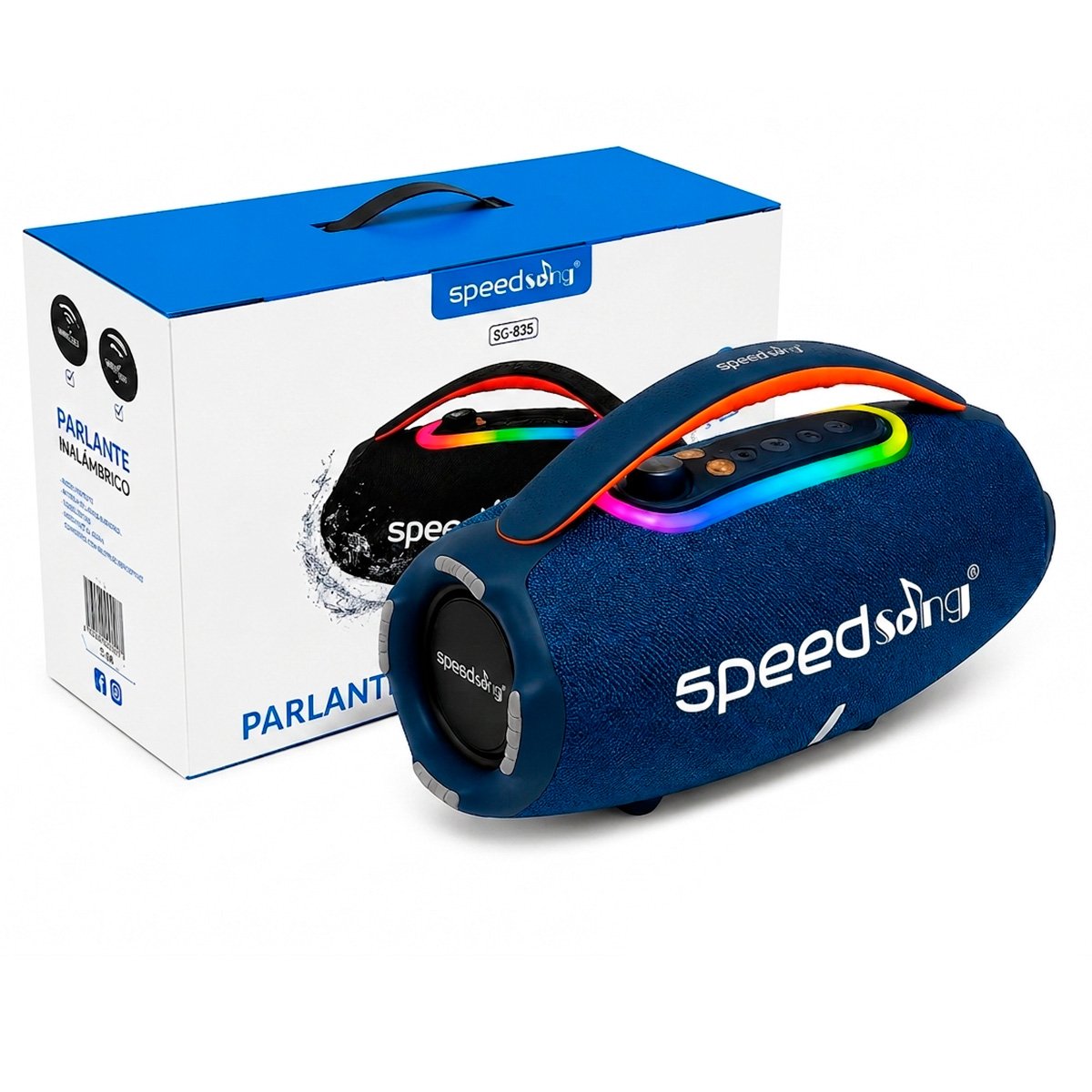 Parlante Bluetooth Portátil Audio Potente Luz Rgb Usb 30wx2