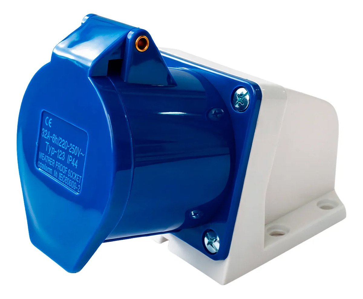 Conector Cee De Pared 220v 32a Para Carga Carros Eléctricos
