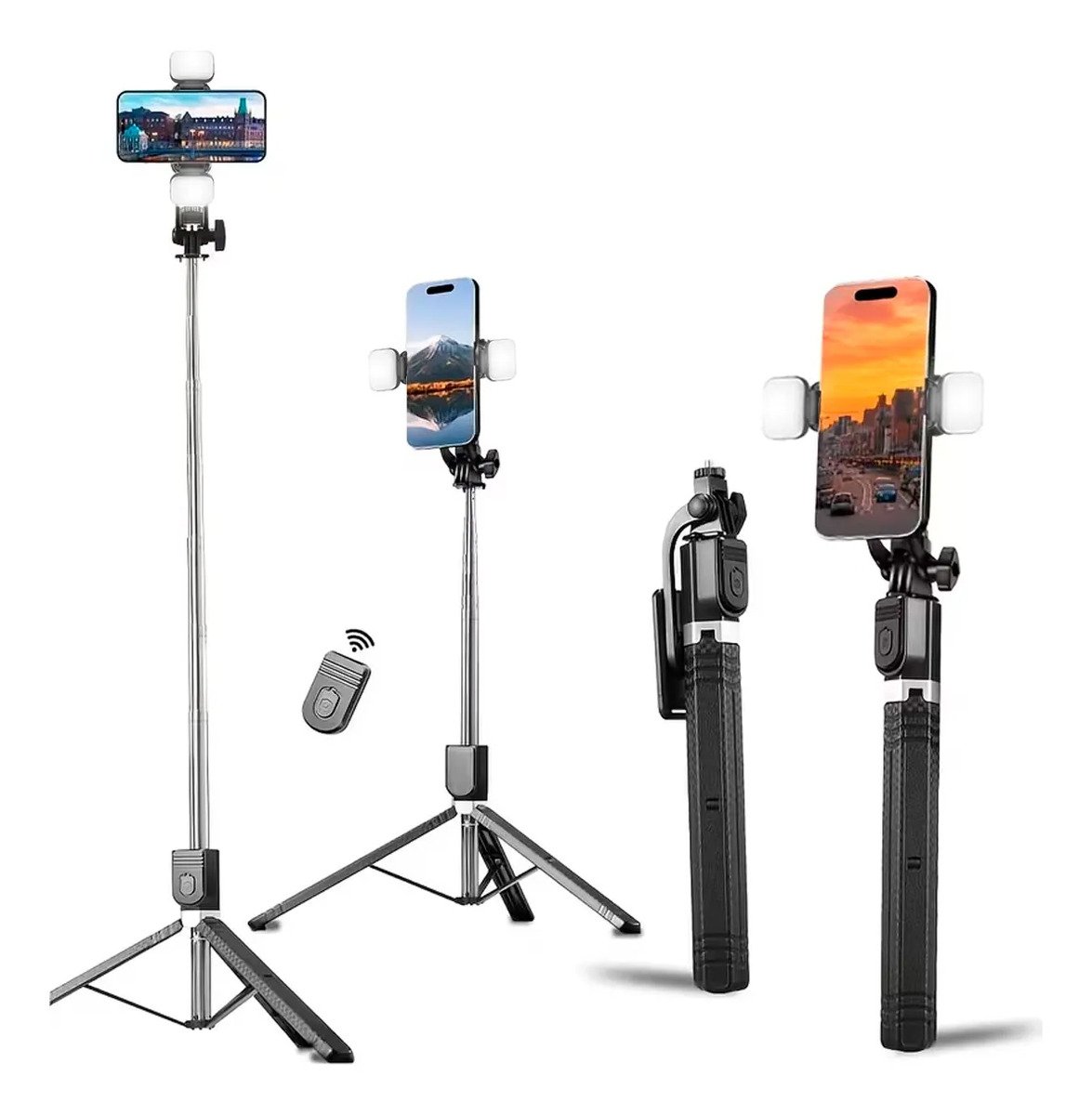 Trípode Palo Selfie Monopod Para Celular + Control + Luz Led