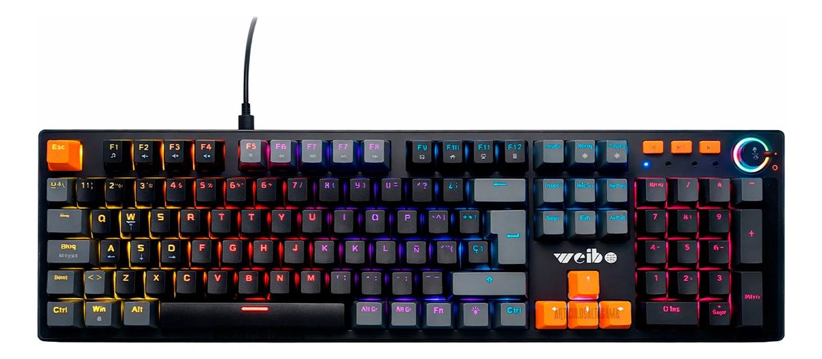 Teclado De Cable Mecánico Gamer Luces Rgb Español 104 Teclas