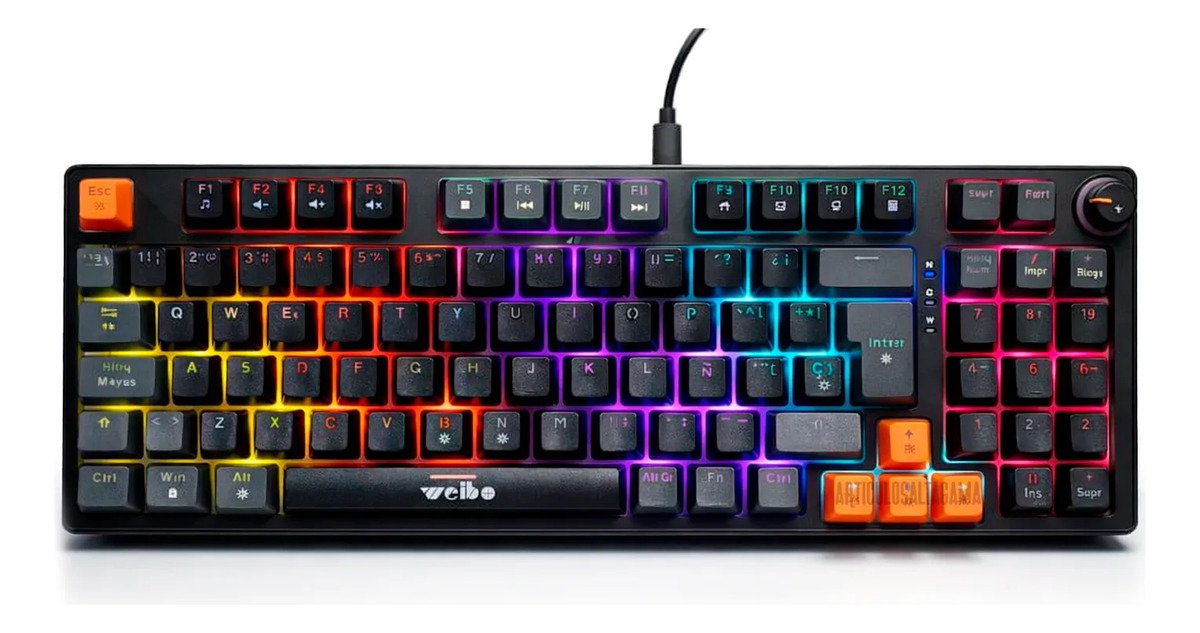 D_970138-MCO107663273481_022026-F.jpg Teclado Mecánico Gamer De Cable Luz Rgb En Español 96 Teclas - Artículos Altagama