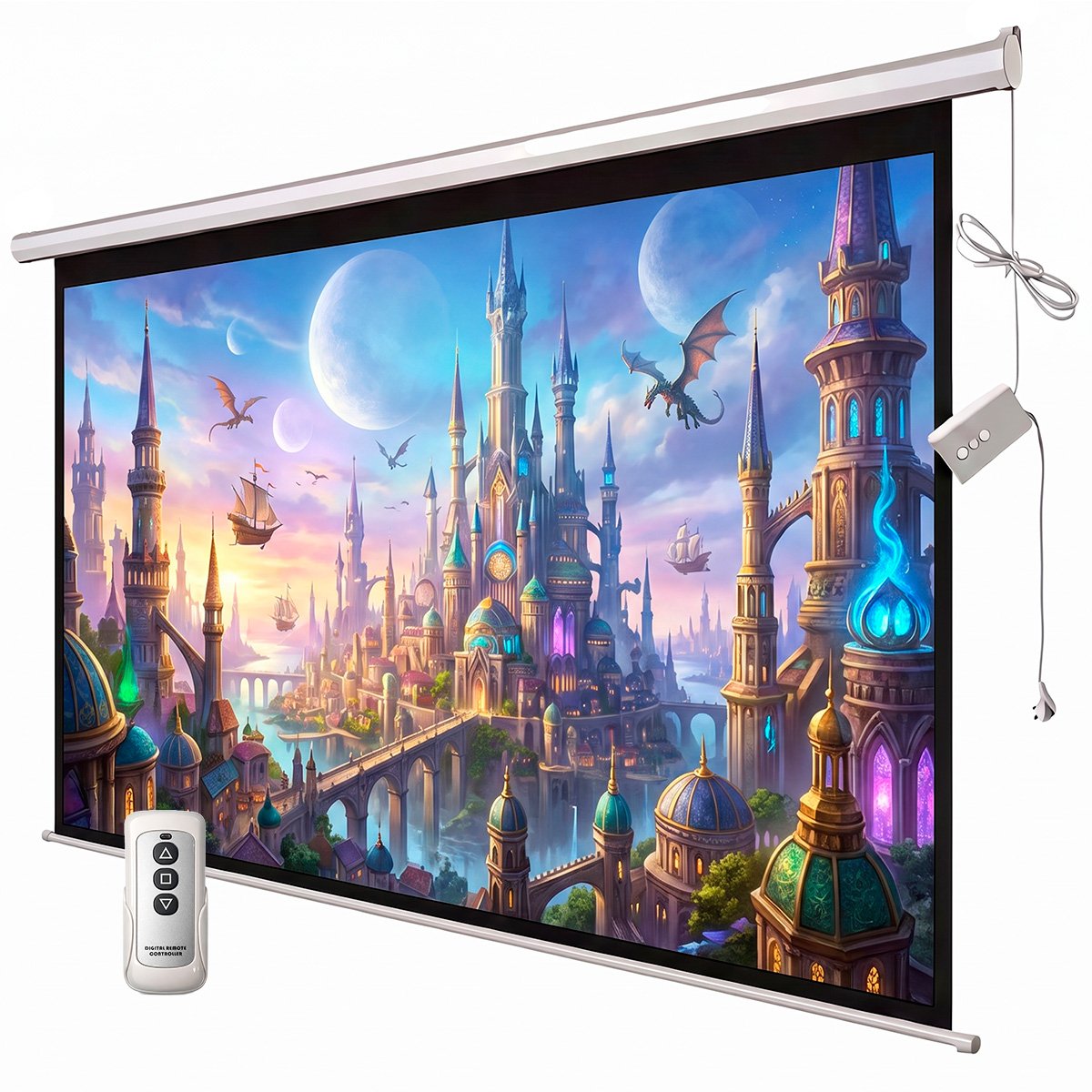 Telón Eléctrico Proyector Pantalla De 100 Pulgadas + Control