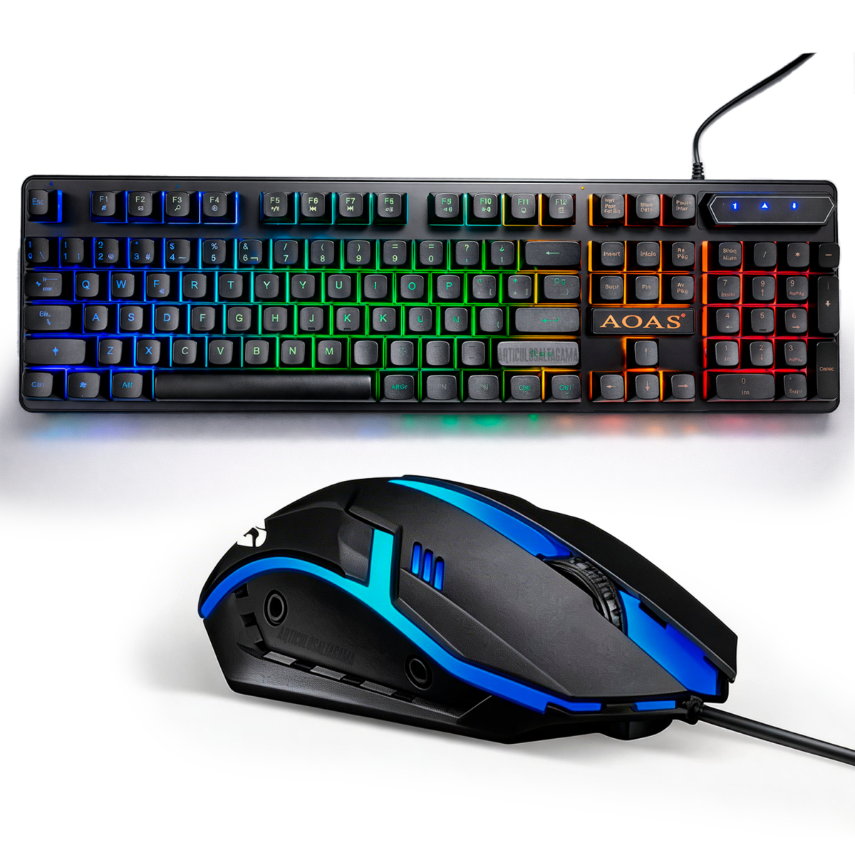 Combo Kit De Teclado + Mouse De Cable En Español Con Luz Rgb