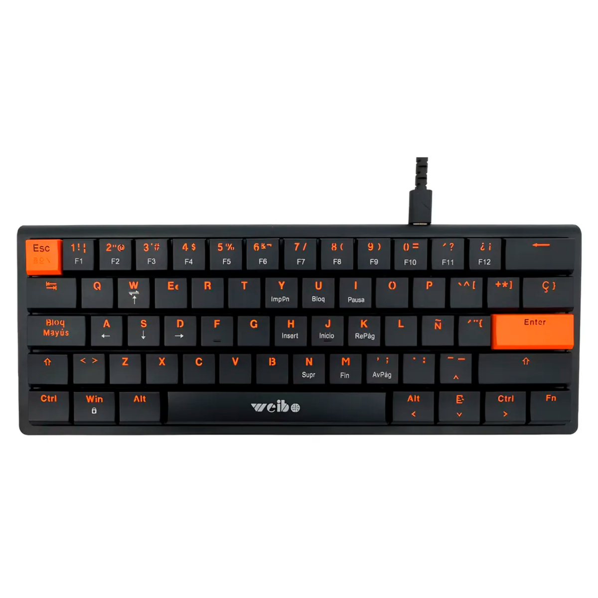 Teclado Mecánico Al 60% Gamer De Cable Y Switch Rojo Español