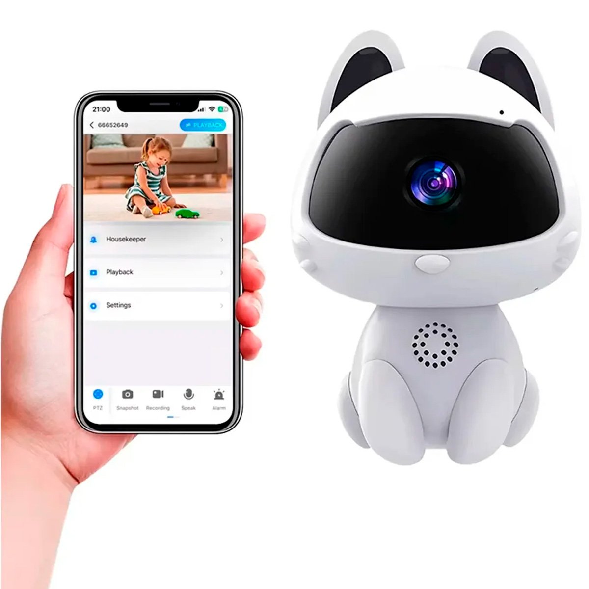 Cámara En Forma De Gato Con Visión Nocturna Wifi Y Micrófono