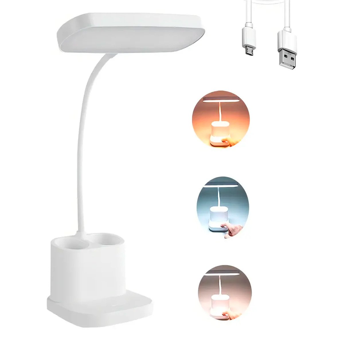 Lampara Led de escritorio Luz Cálida Y Fría Recargable Flexible