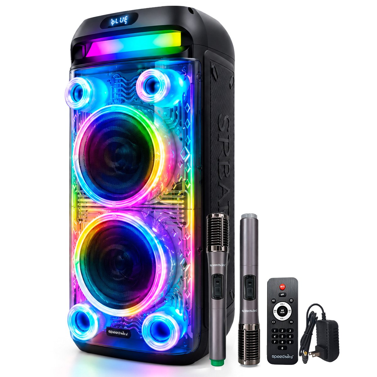 Cabina Sonido 60w Bluetooth Luz Rgb + Control + 2 Micrófonos