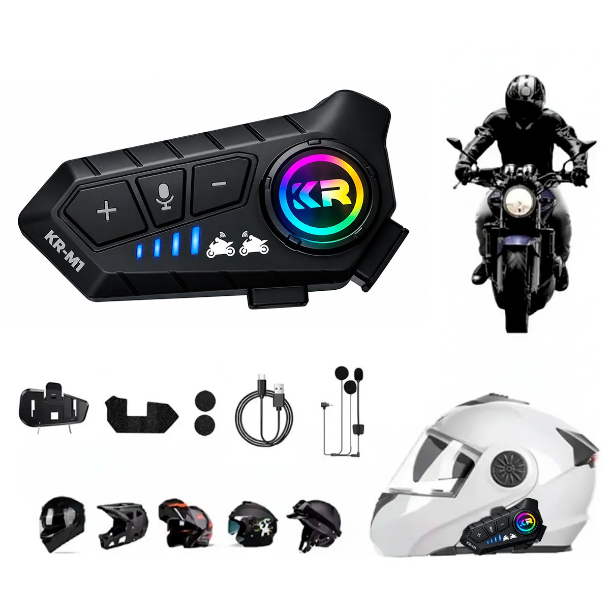 Intercomunicador Inalámbrico Para Casco Moto Música Llamadas