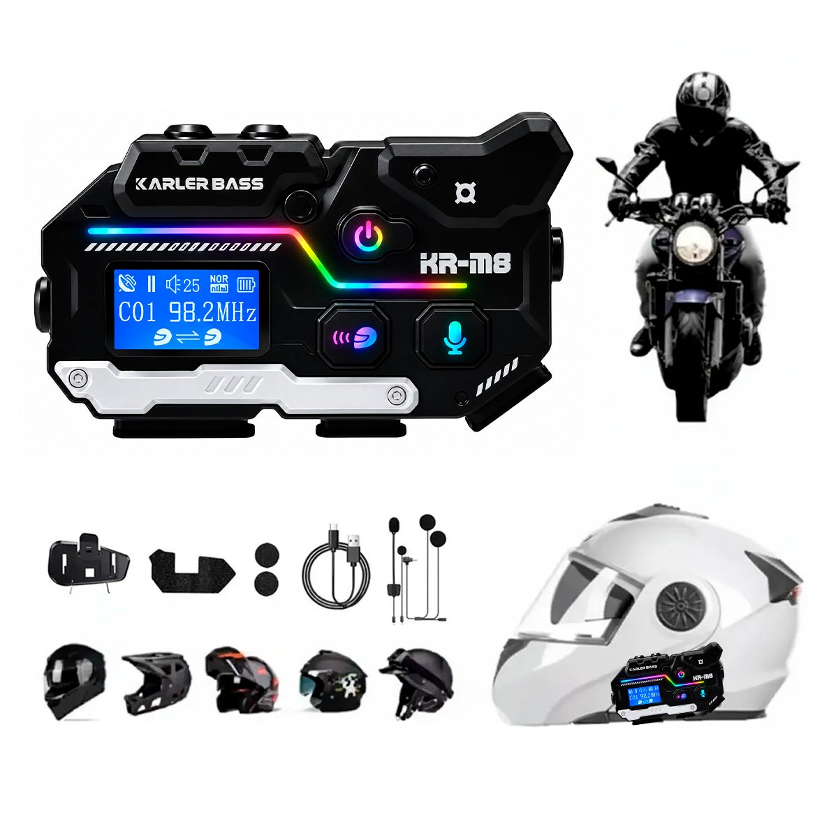 Intercomunicador Wireless Bluetooth Para Casco De Moto Ip66