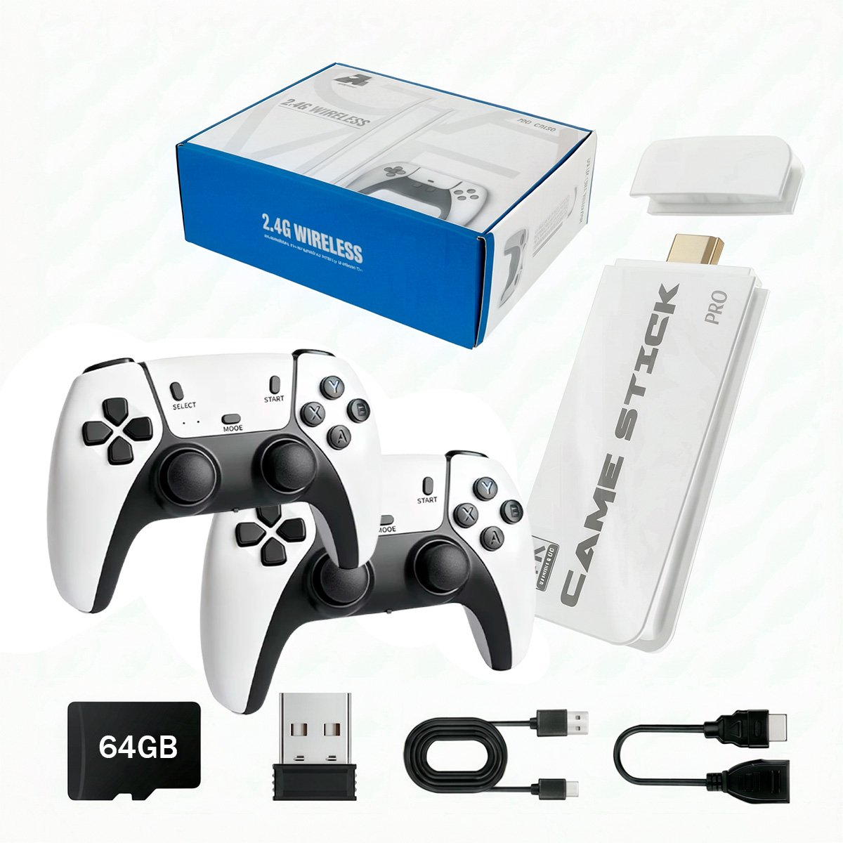 Mini Consola de Juegos Gamer stick M15 Pro + 2 Controles + Micro 64GB
