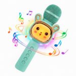 Micrófono Karaoke Para Niños Infantil Con Bluetooth Y Música Verde Claro