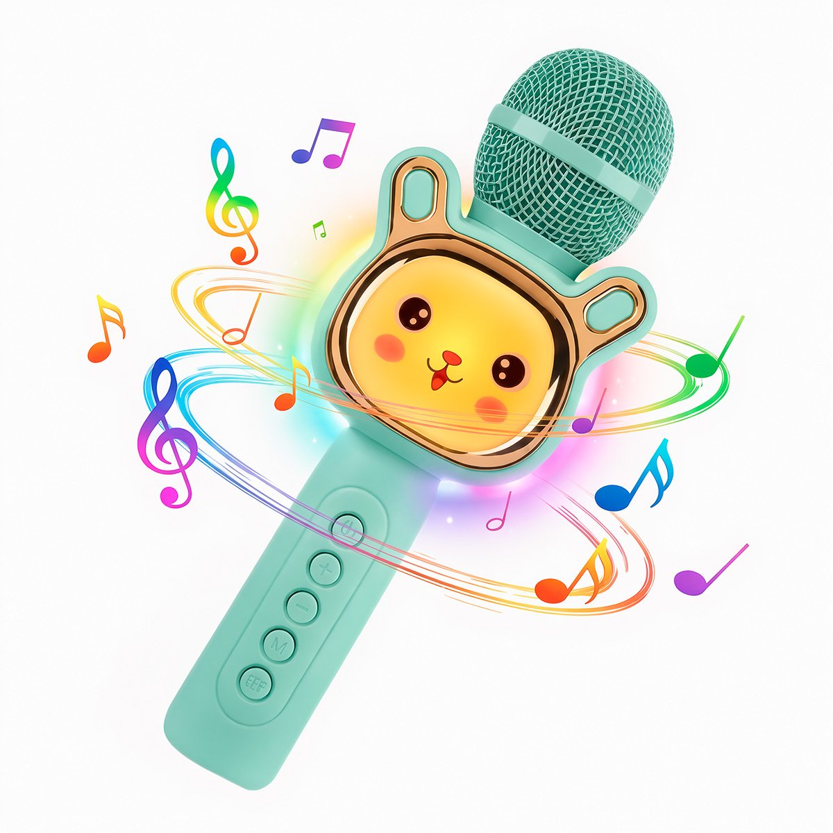 Micrófono Karaoke Para Niños Infantil Con Bluetooth Y Música Verde Claro