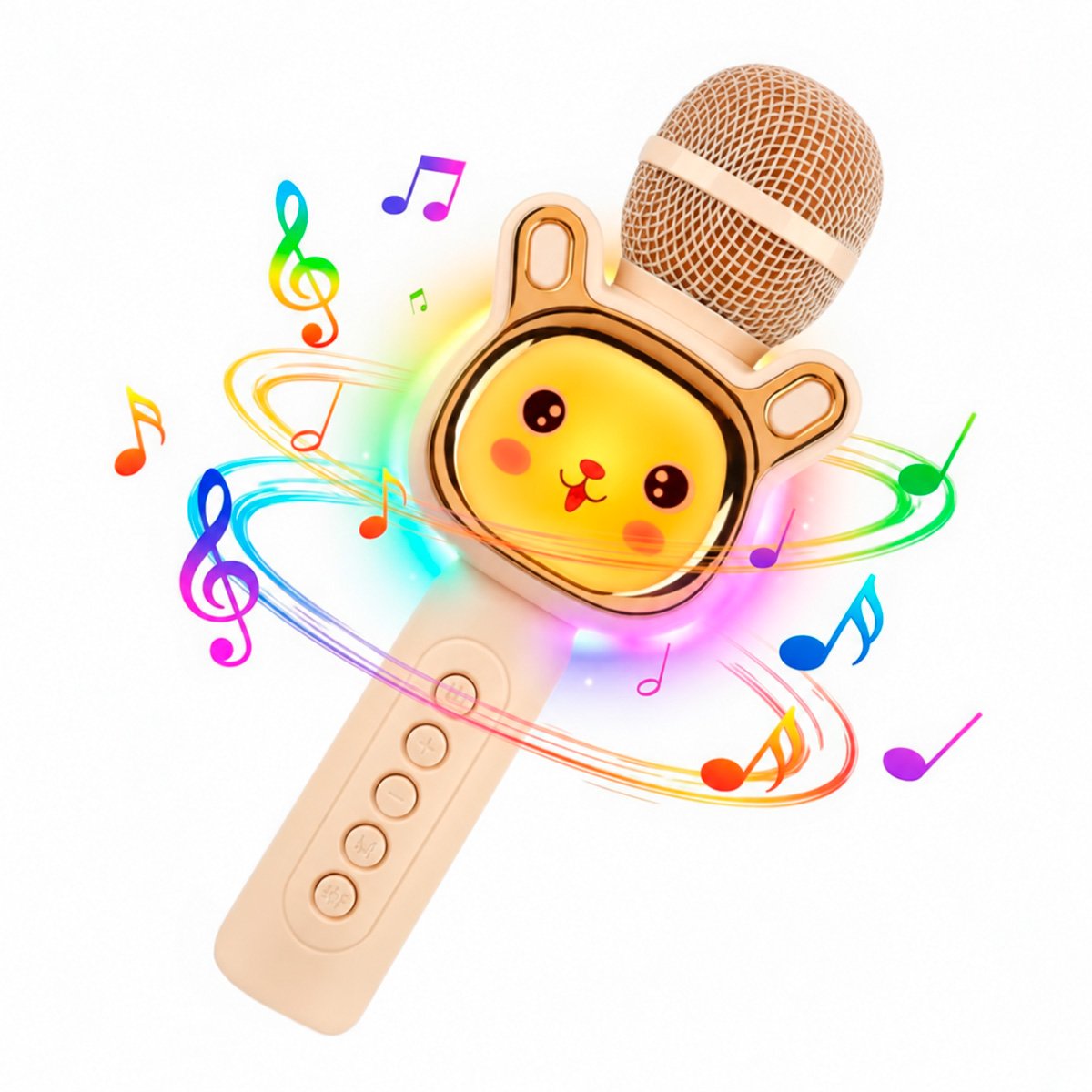 Micrófono Karaoke Para Niños Infantil Con Bluetooth Y Música Beige