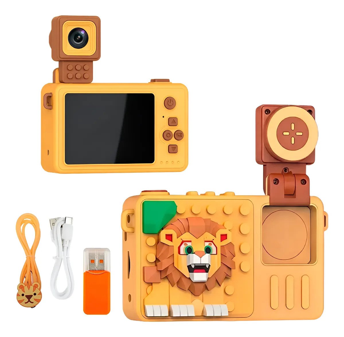 Cámara Digital 1080p Para Niños De Figuras Juegos Foto Video Naranja