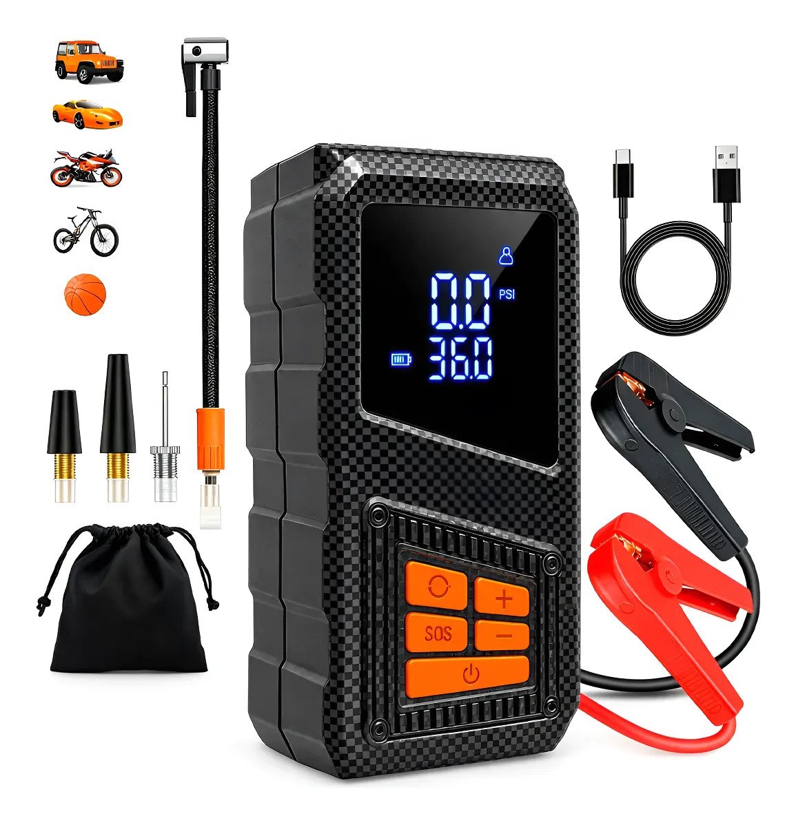 Compresor Inflador De Llantas Portátil Carro O Moto 250 Psi