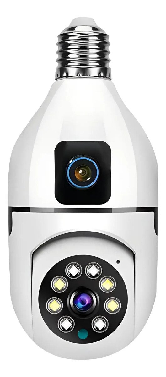 Doble Cámara Ip Wifi Robótica De Plafón Bombillo Con Sensor