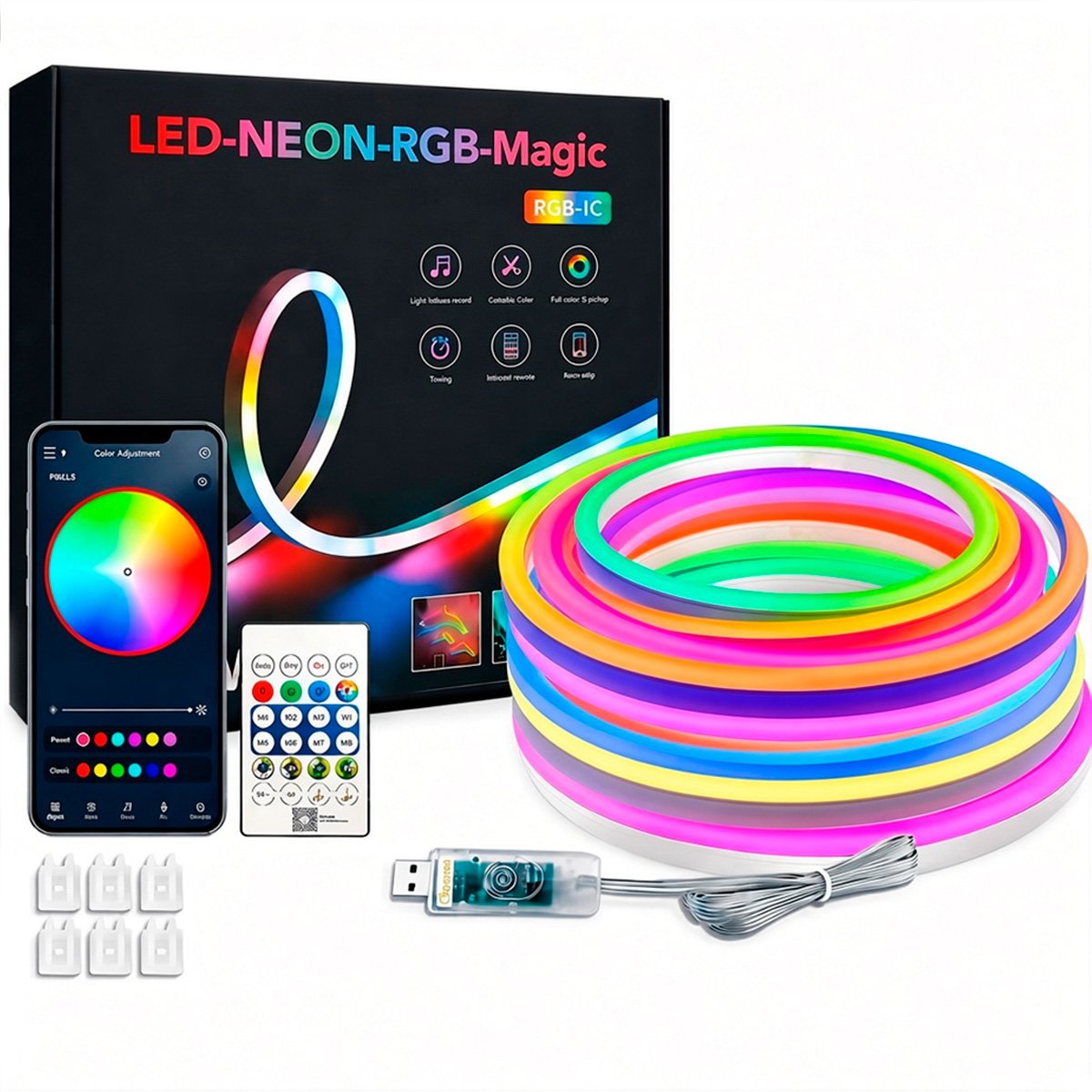 Cinta Manguera De Luz Led Neón Rgb 10m Flexible Conexión Usb